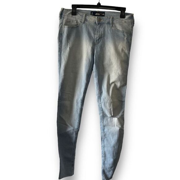 HOLLISTER Super Skinny Light Wash Raw Edge Hem Jeans, 29 - Picture 1 of 9
